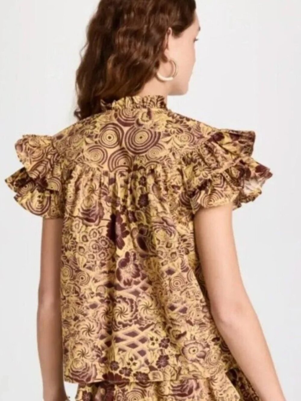 Ulla Johnson Letty Ruffle Short Sleeve Blouse Amber Top Size 2 | XS - Picture 3 of 16